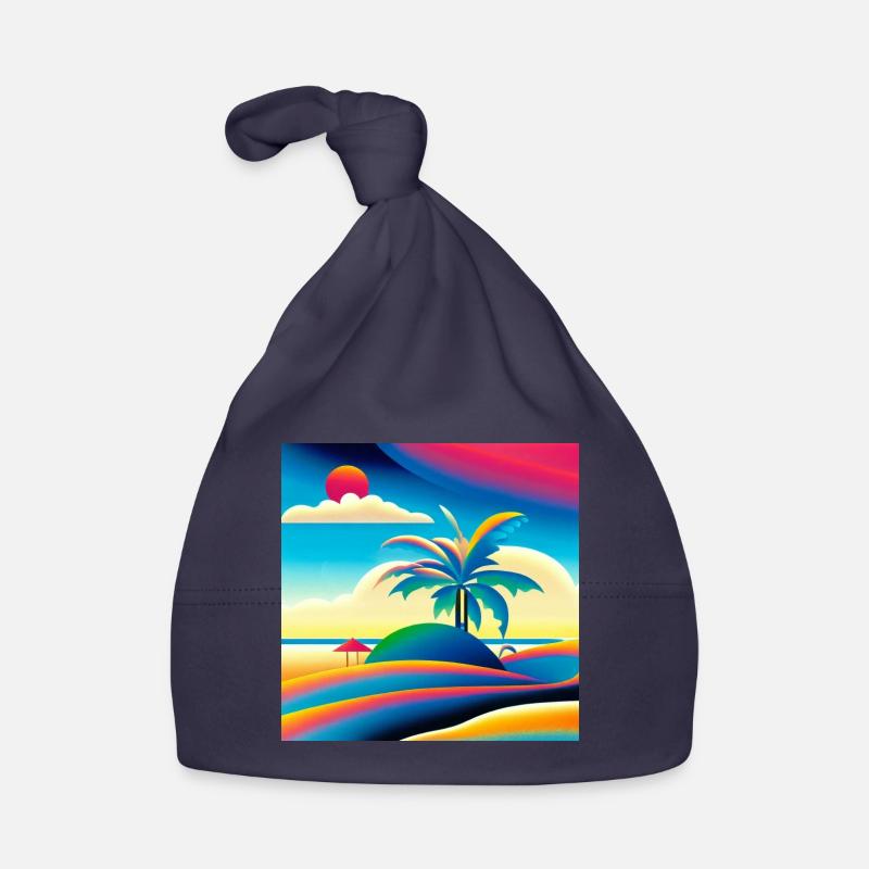 Beach sunset in 80s style Organic Baby Cap