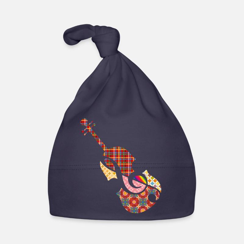 beautiful patchwork violin with treble clef Organic Baby Cap