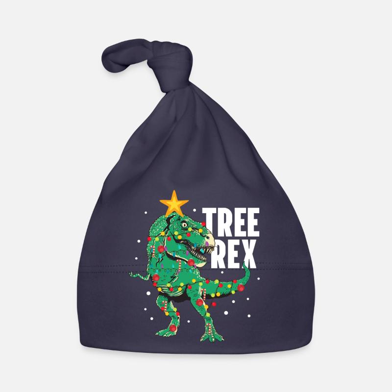 Tree Rex Funny T-Rex Lover Dinosaur Christmas Tree Organic Baby Cap