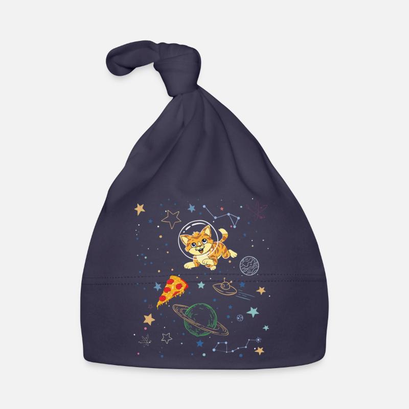 Playful Cat in Cosmic Space Scene Organic Baby Cap