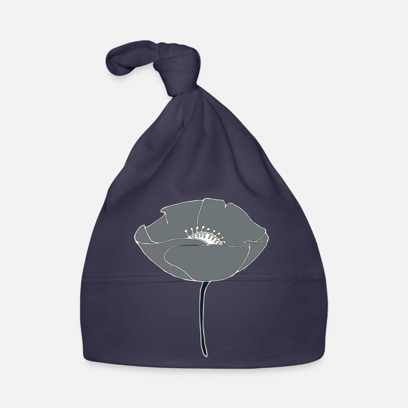 mohnblume grau Baby Bio-Mütze