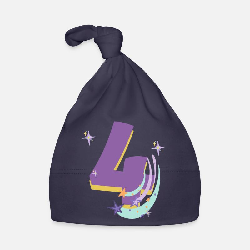 4e anniversaire (Cadeau de 4 ans) - Bonnet bio Bébé - marine