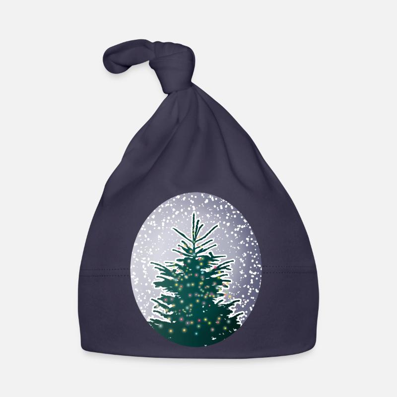 illuminated Christmas tree in the snow Organic Baby Cap