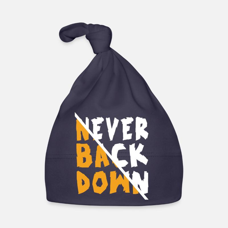 Never Back Down Design - Organic Baby Cap - navy
