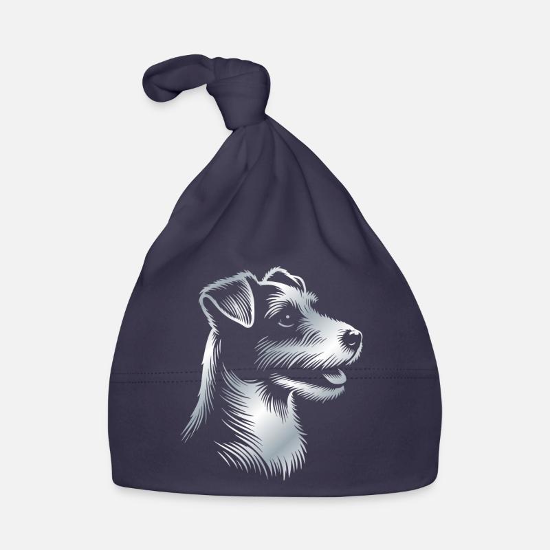 Russell Terrier Drawing Head Silver Organic Baby Cap