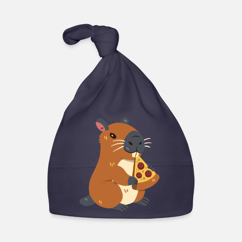 Capybara with pizza Organic Baby Cap