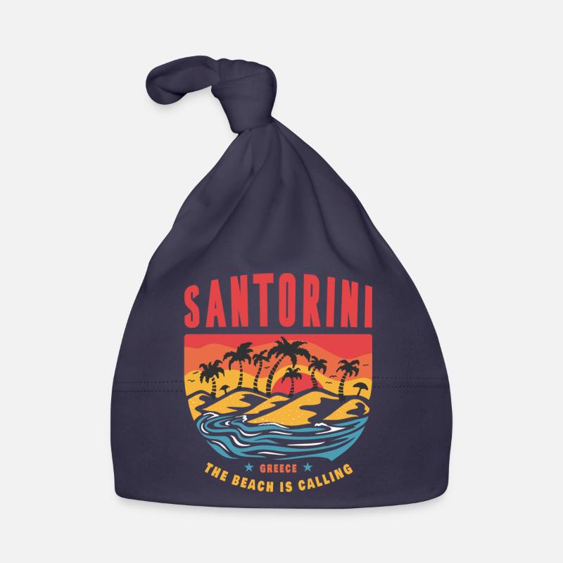 Santorini Greece sunset palm trees Organic Baby Cap