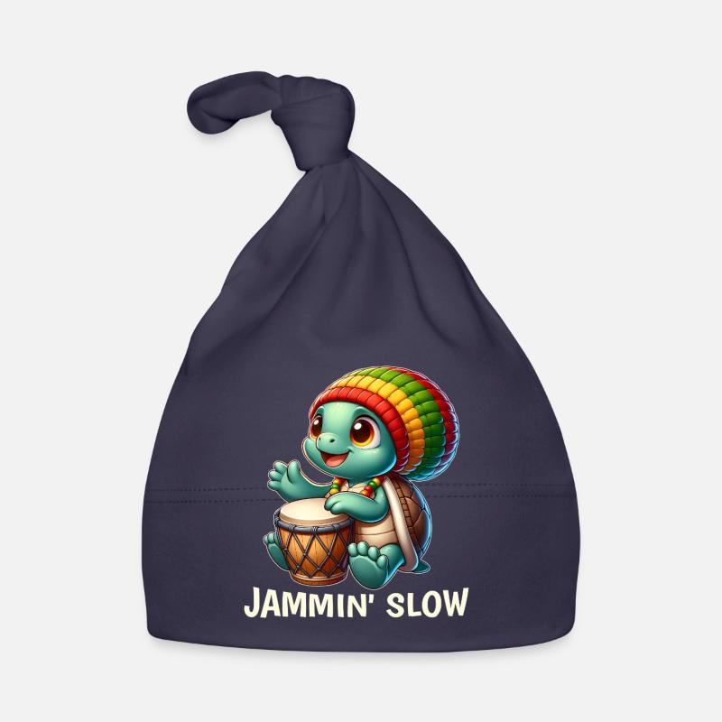 Tortue Reggae - Bonnet bio Bébé - marine