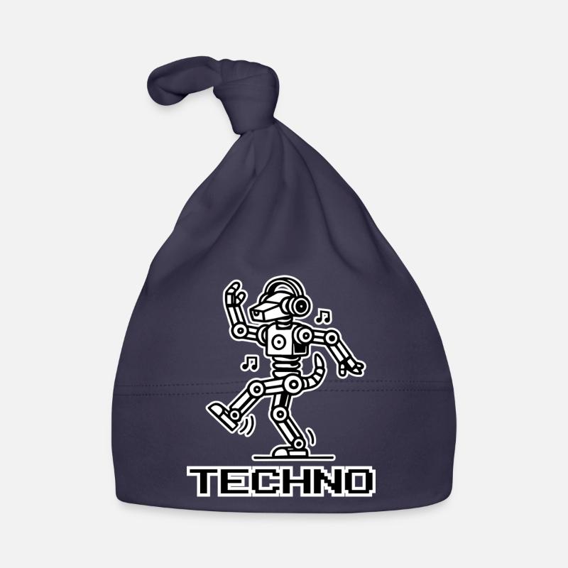 Chien robot dansant - Techno Rave Design - Bonnet bio Bébé - marine