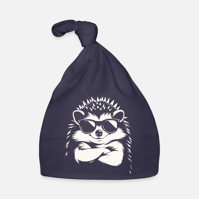 Hérisson cool avec des lunettes de soleil | Motif drôle d’animal - Bonnet bio Bébé - marine