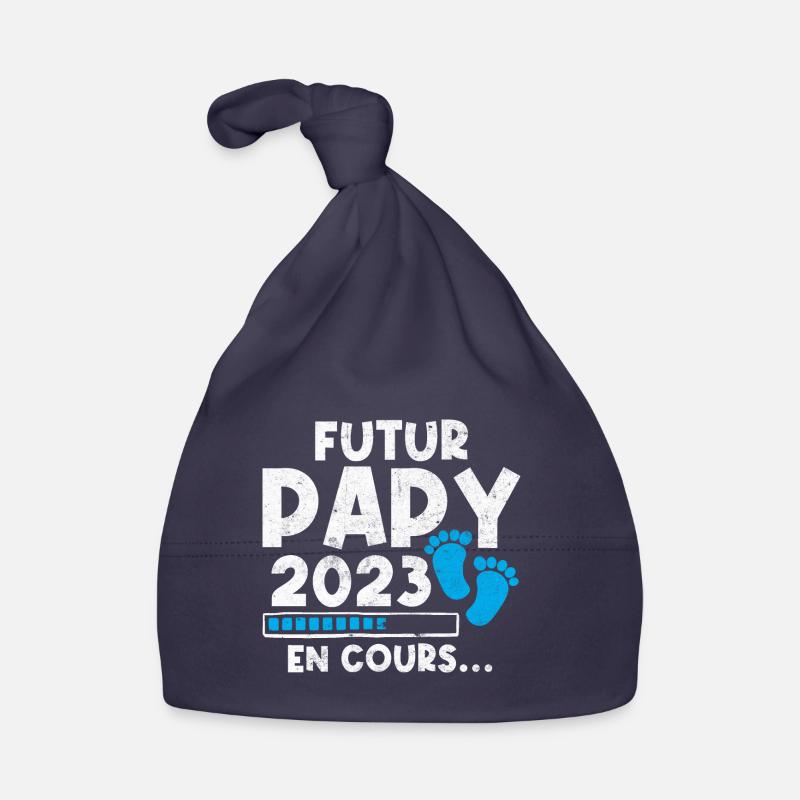 Futur Papy 2023 En Cours - Bonnet bio Bébé - marine