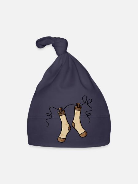 Socks lingerie gift idea - lazy sock on leash - Organic Baby Cap - navy - Front