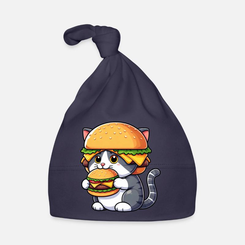 Drôle de chat hamburger cheeseburger dessin animé rapide Bonnet bio Bébé