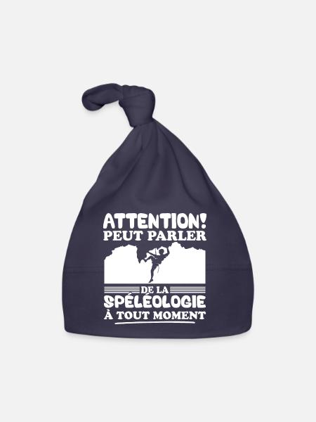 Parler de la spéléologie à tout moment - Bonnet bio Bébé - marine - Devant