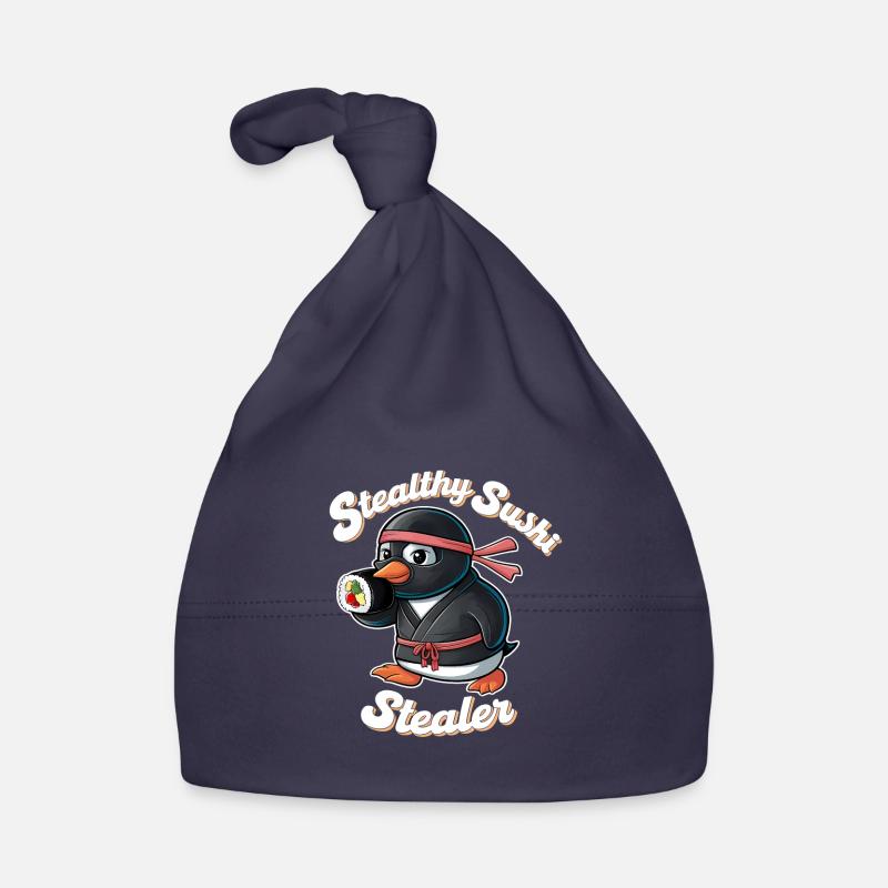 Ninja Penguin Stealing Sushi Organic Baby Cap