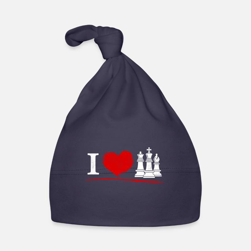Echecs - I love échecs - Bonnet bio Bébé - marine