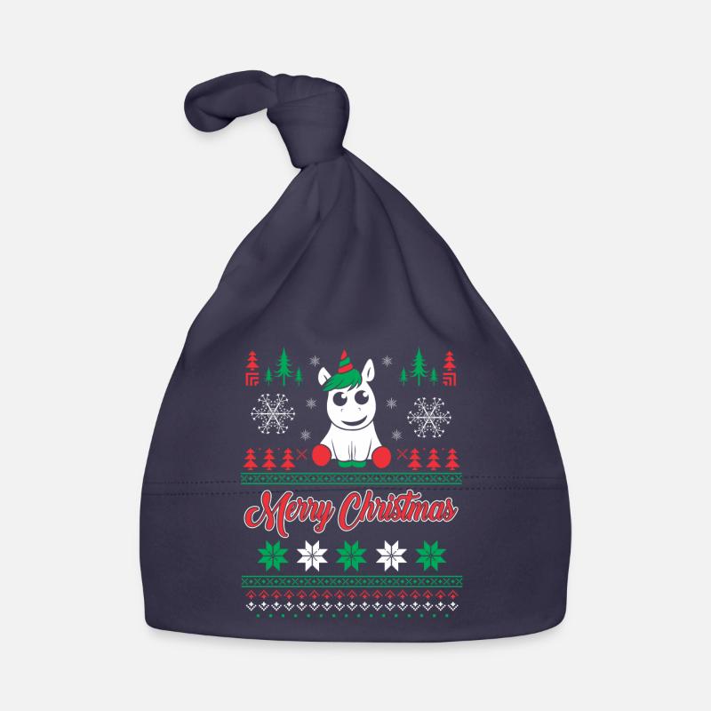 Pull de Noël Unicorn truand - Bonnet bio Bébé - marine