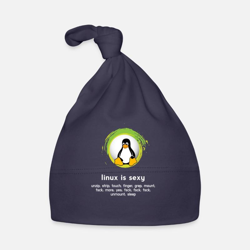 Computer System Penguin Nerd pc inside code admin - Bonnet bio Bébé - marine