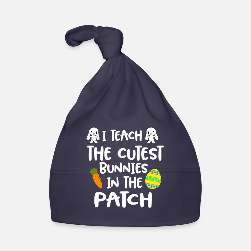 J'enseigne les lapins les plus mignons dans le patch de Pâques - Bonnet bio Bébé - marine