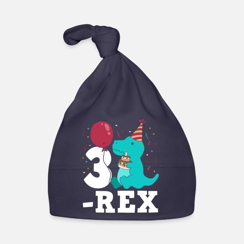 Three Rex T-Rex Birthday Gift for Three Year Olds Organic Baby Cap