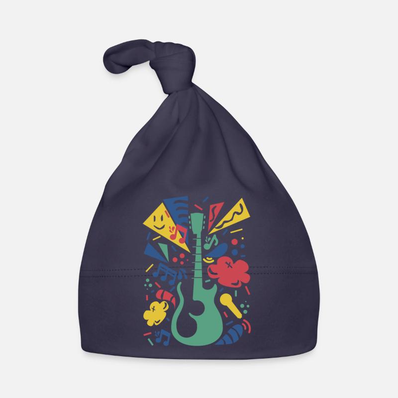 Symphonie de guitare colorée - Bonnet bio Bébé - marine