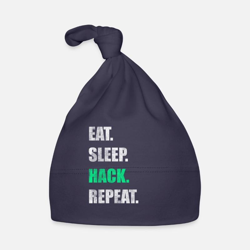 Eat Sleep Hack Repeat Hacker Hacken - Baby Bio-Mütze - Navy