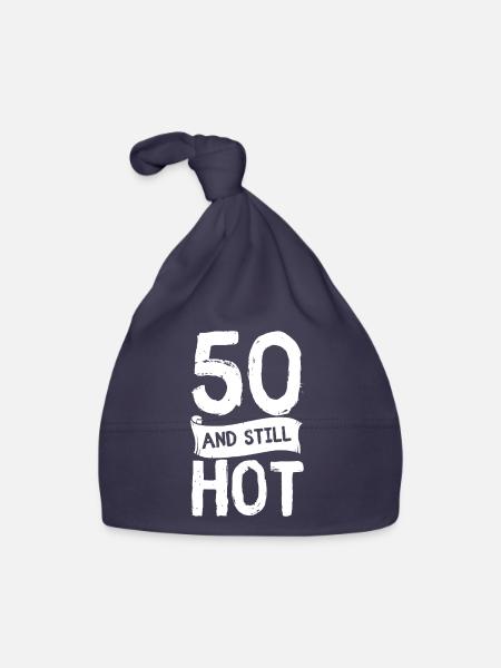 50s Birthday 50 years Fifty Hot Gift - Organic Baby Cap - navy - Front
