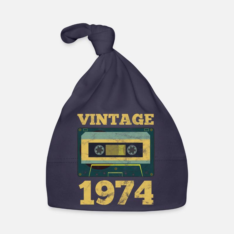 Idée cadeau d'anniversaire d'année de naissance rétro de l'année 1974 - Bonnet bio Bébé - marine