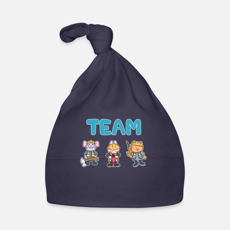 Team construction site worker mouse hare cat gift Organic Baby Cap