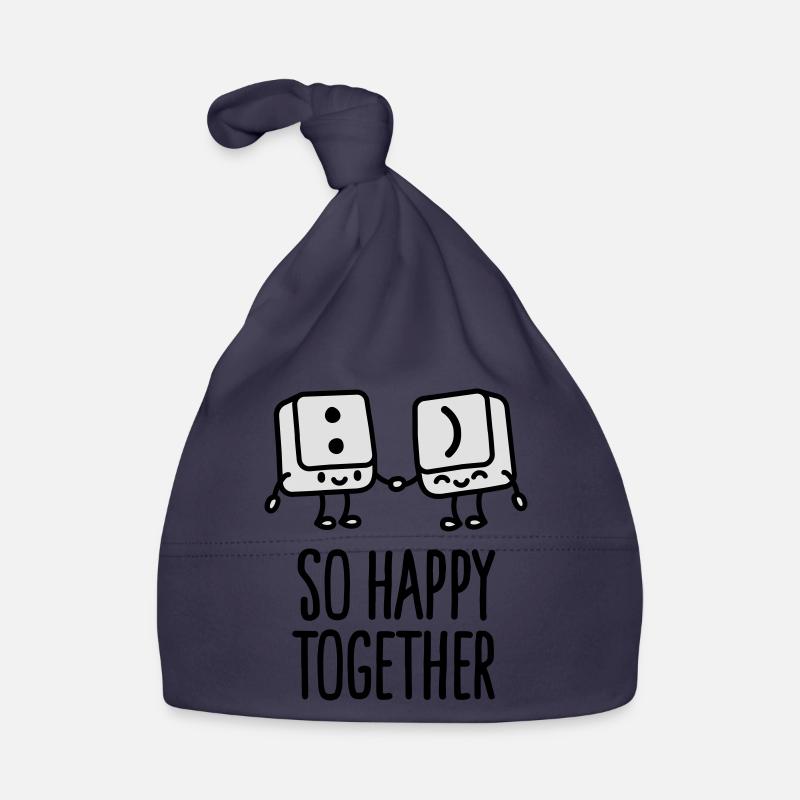 Keyboard keys smiley - So happy together - Bonnet bio Bébé - marine