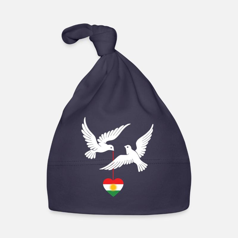 Kurdistan design drapeau kurde avec deux colombes - Bonnet bio Bébé - marine