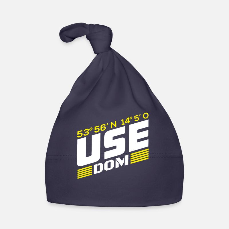 Usedom - coordinates (italic) Organic Baby Cap