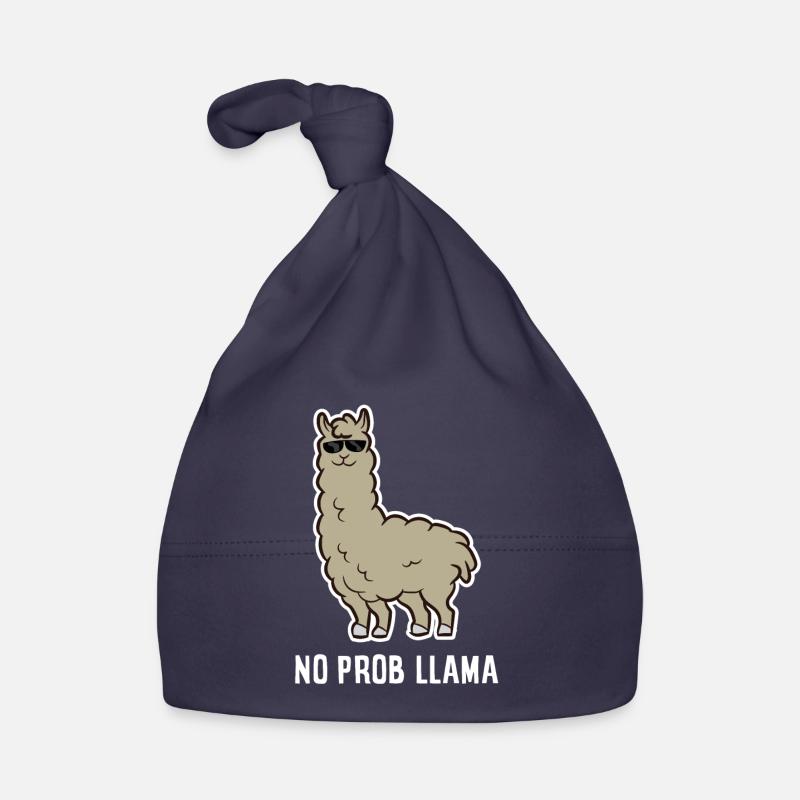 Llama Gift No Probllama Llama With Sunglasses Organic Baby Cap