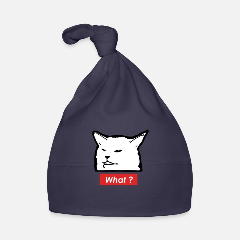Meme Cat « What » - Design en noir et blanc Bonnet bio Bébé