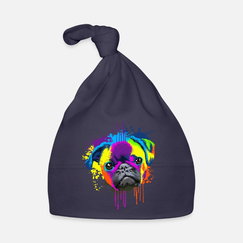 Splash Art Mops Hund Hundehalter Geschenk Baby Bio-Mütze