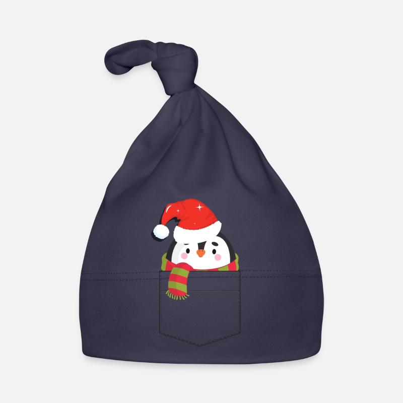 Pochette de Noël Pingouin Bonnet bio Bébé