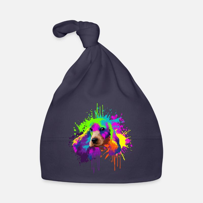 Splash Art Cocker Spaniel Dog Lover Gift Idea - Organic Baby Cap - navy