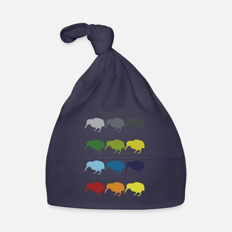 Neon Pop Art Retro Kiwi oiseau de course Idée cadeau - Bonnet bio Bébé - marine