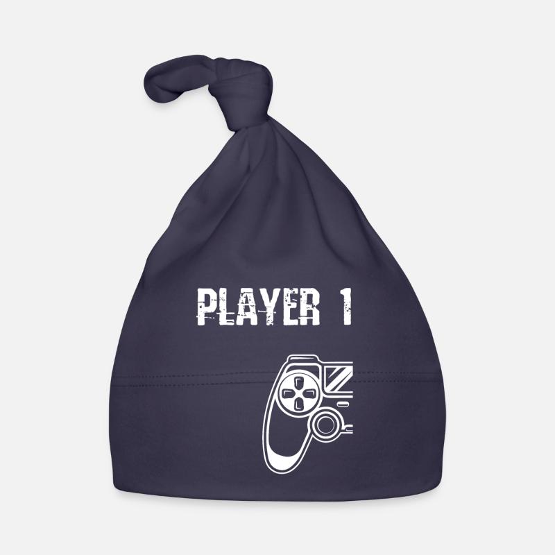 Player 1 2 Gamer Gamer Gamer Controller cadeau - Bonnet bio Bébé - marine