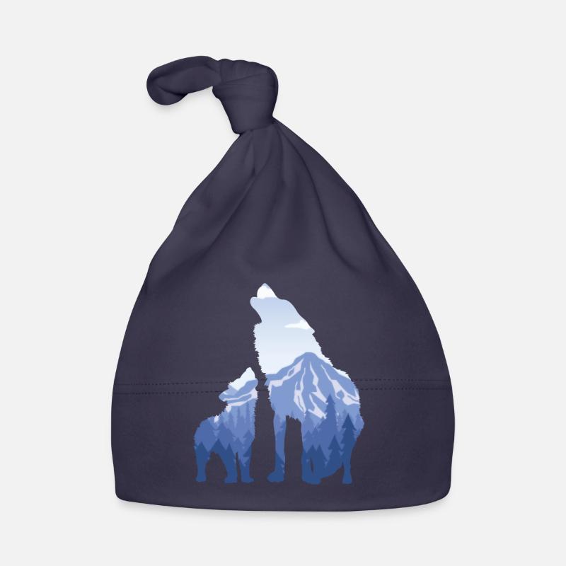 Wolf And Pup - Gift For Mountain Wolf Lovers Organic Baby Cap