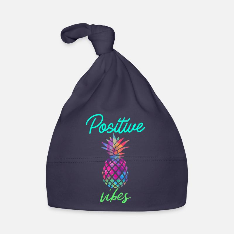 Positive Vibes - Ananas, été - Bonnet bio Bébé - marine