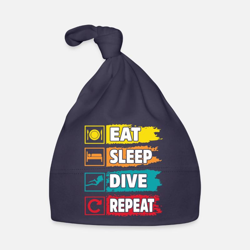 Eat sleep Dive répéter la plongée sous-marine - Bonnet bio Bébé - marine