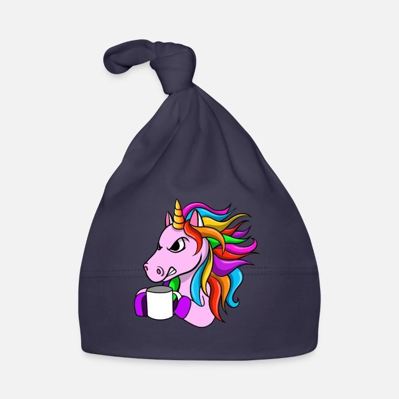 Wütendes Einhorn mit Kaffee Baby Bio-Mütze