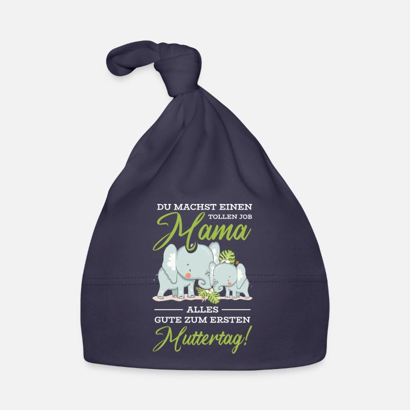 Muttertag Mutter Mummy Elefant Spruch Geschenk - Baby Bio-Mütze - Navy