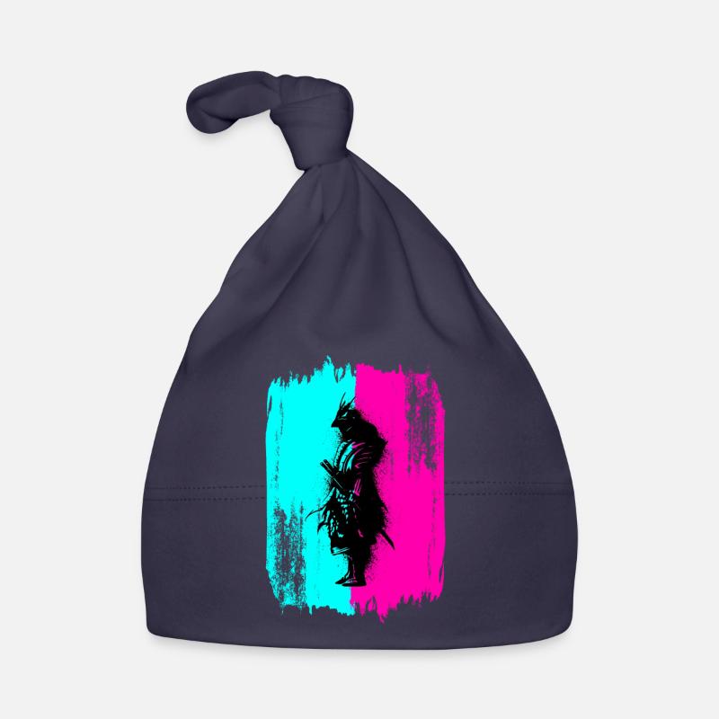 Black Samurai In A Turquoise And Pink Frame Organic Baby Cap