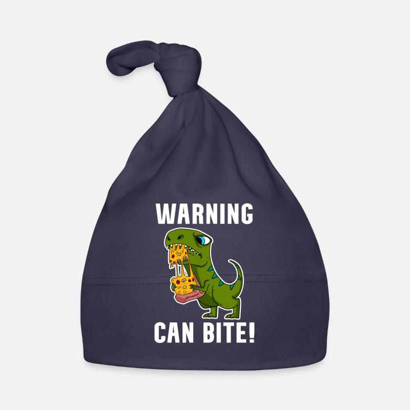 Dinosaure avec pizza - Bonnet bio Bébé - marine