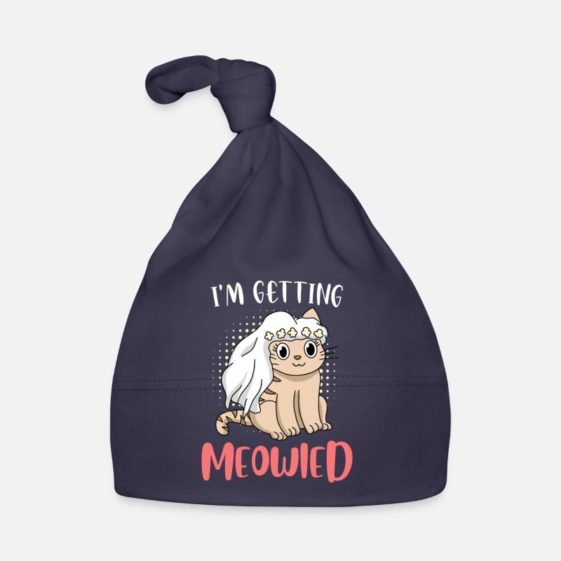 Je me marie Rigolo chat chat - Bonnet bio Bébé - marine