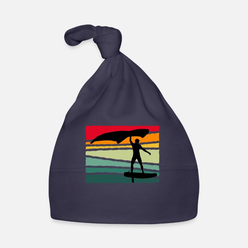 Vintage Wing Foil Wing Surf cadeau Wingfoiler - Bonnet bio Bébé - marine