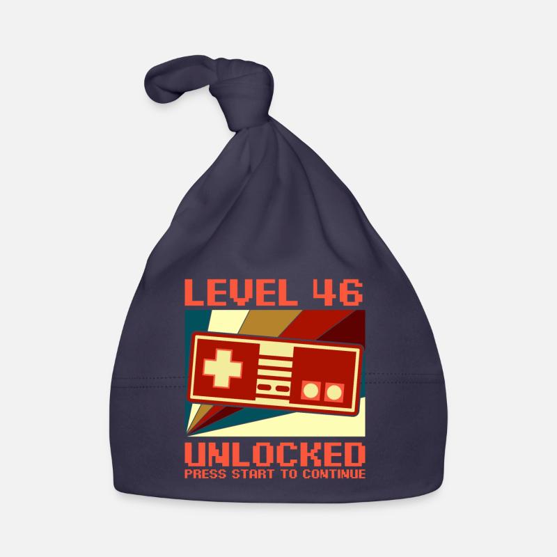 LEVEL 46 UNLOCKED 46 Anniversaire Gamer Controller - Bonnet bio Bébé - marine