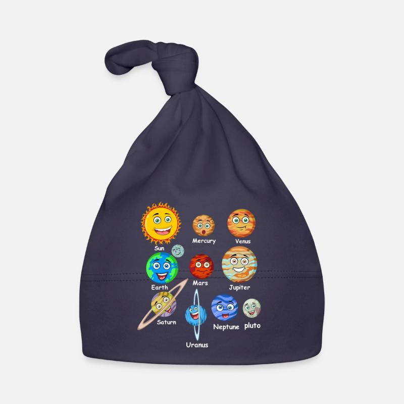 Solar system planets - Organic Baby Cap - navy